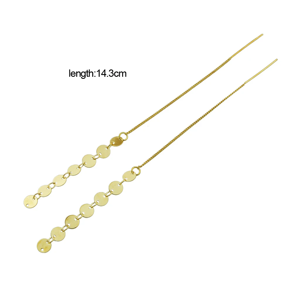 Minimalist Style Statement Earrings Punk Rock Silver Color Gold-Color Metal Long Chain Round Shape Drop for Women | Украшения и