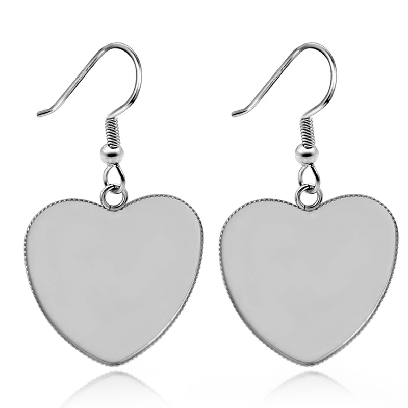 

10pcs Fashion Ladies Earrings 2019 Stainless Steel Empty Support Jewelry Making Convex Heart Blank 25mm Glamour Eardrop Jewelry