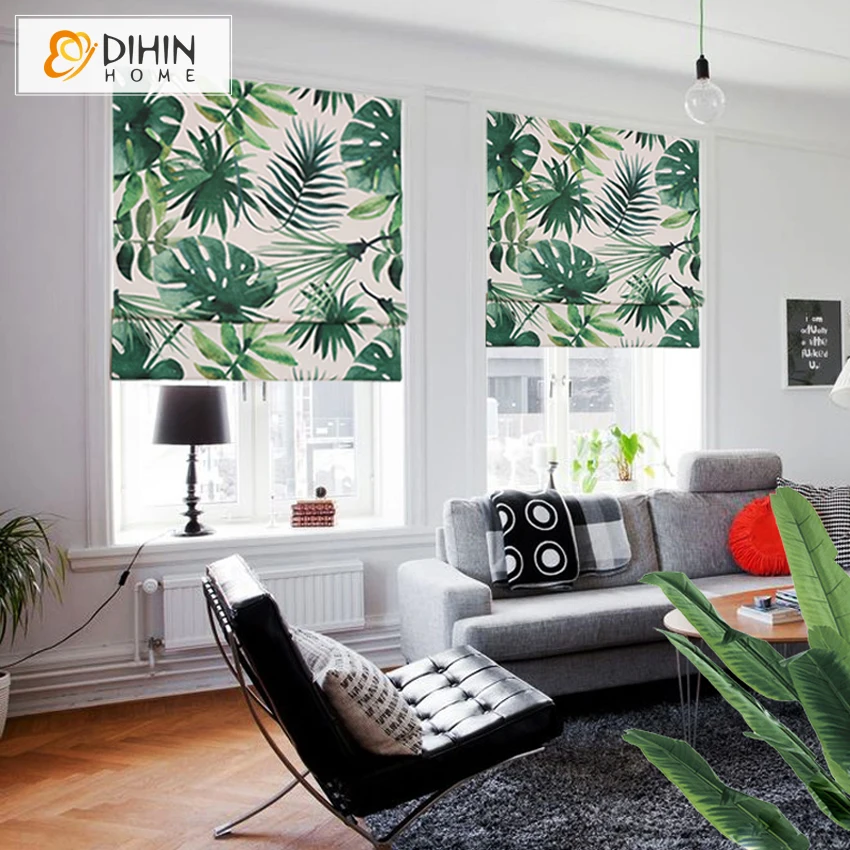 

Pastoral Banana Tree Printed Curtain Included Curtains High Quality Thickening Roman Blind Rollor Blinds For Living Room