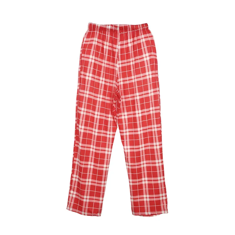 

New Women Ladies fashion high waisted long Pants casual nightwear wide leg loose plaid drawstring long pants Trousers