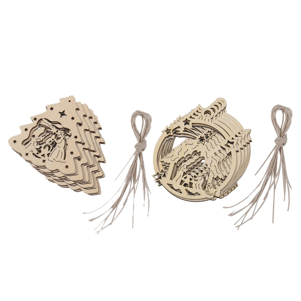 20x пустая Деревянная Рождественская елка с подвесным орнаментом Крафт тег w/