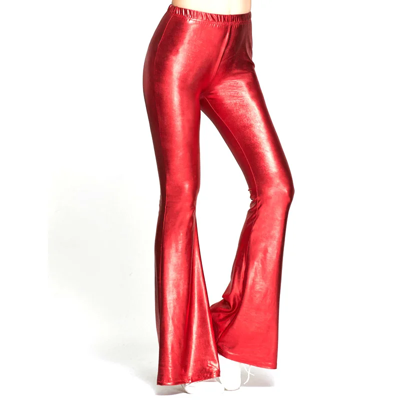 Новинка золотые штаны женские сексуальные с высокой талией 2018 широкие брюки