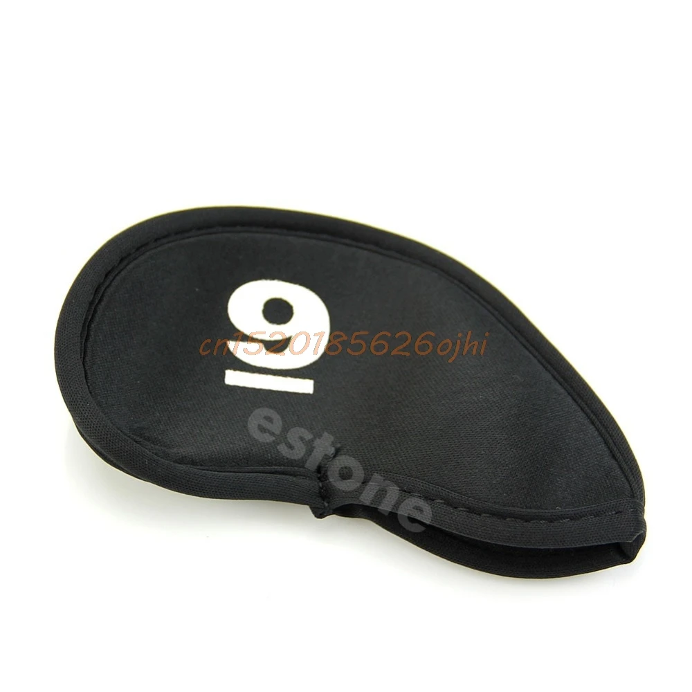 

10pcs Black Golf Head Cover Club Iron Putter Head Protector Set Neoprene