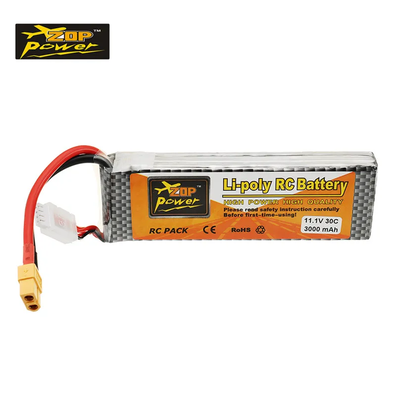 Перезаряжаемые ZOP мощность 11 1 Вт 3000 мАч 30C 3 s аккумулятор lipo XT60 Plug для RC FPV гоночный