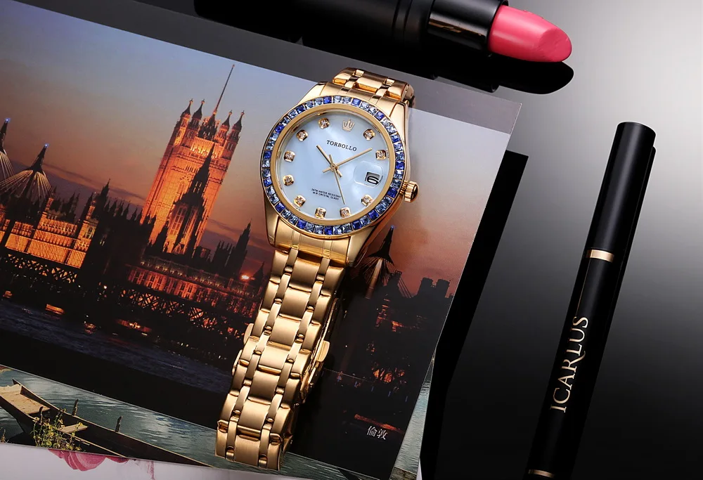 Женские повседневные часы с японским механизмом Водонепроницаемые Синие