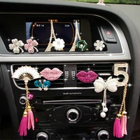 mr tea new diamond pearl bow flower sexy mouth car styling air freshener perfume for car air condition vent smell toy accrssorie