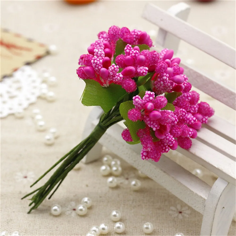 rose Red 12 шт./лот, искусственные цветы, тычинки и листья, венок, Свадебная коробка, украшение - Цвет: rose Red