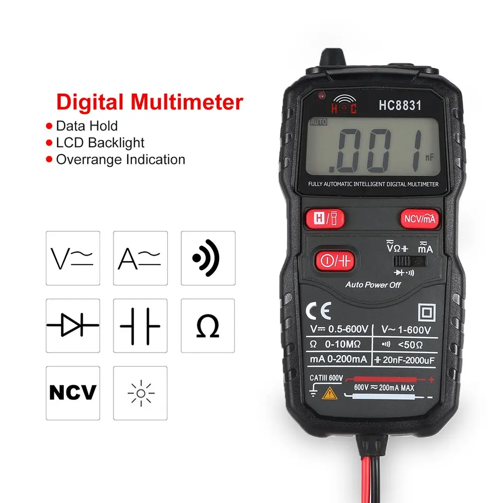 HC8831 3 1/2 ЖК цифровой мультиметр Мини DC/AC напряжение измеритель тока ручной диодный