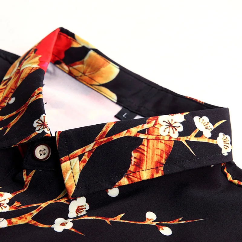 

2019 Autumn New Men's Casual Flower Shirt Fashion Casual Hawaii Slim Long-sleeved Shirt Male Brand Clothes Big Size 5XL 6XL 7XL