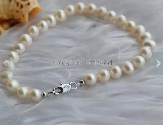 Браслет жемчужный белый 7 дюймов 6-7 мм | Браслеты