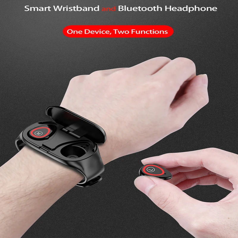2в1 Смарт часы и беспроводные bluetooth наушники для мужчин женщин Android IOS фитнес
