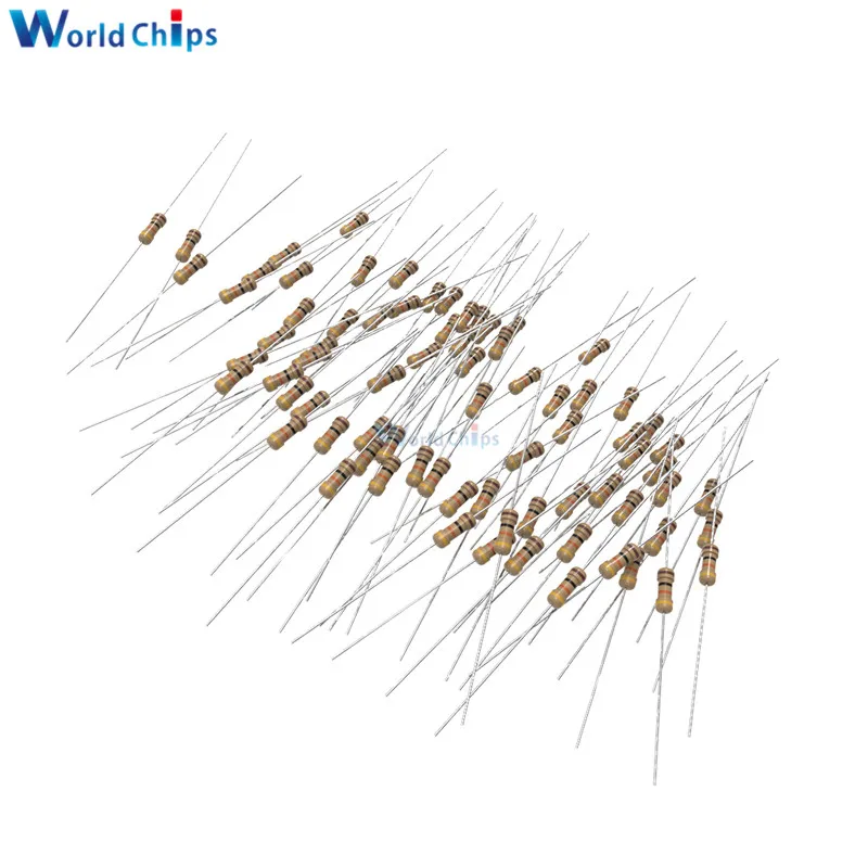 100 шт./лот 5% 1/4 Вт 0 25 карбоновый пленочный резистор 1R 10R 100R 220R 1K 2 K 4 7 10K 22K 47K 100K 470K 1 МОм