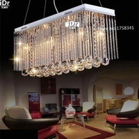 hot long size rectangle crystal pendant light fitting crystal chandelier ceiling suspension lamp for dining room bedroom