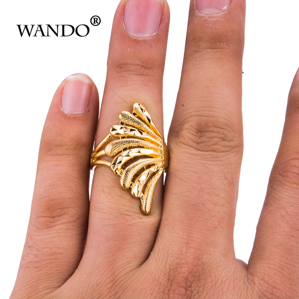 Wando желтого золота Цвет Jewelry Кольцо уникальный дизайн Винтаж вечерние свадебные