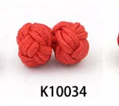 K10034 10 пар/партия, Новые запонки Шелковый узелок, высококлассные мужские классические двойная веревка с шаровым узлом, запонки ручной работы, шелковые узлы, запонки - Окраска металла: K10034