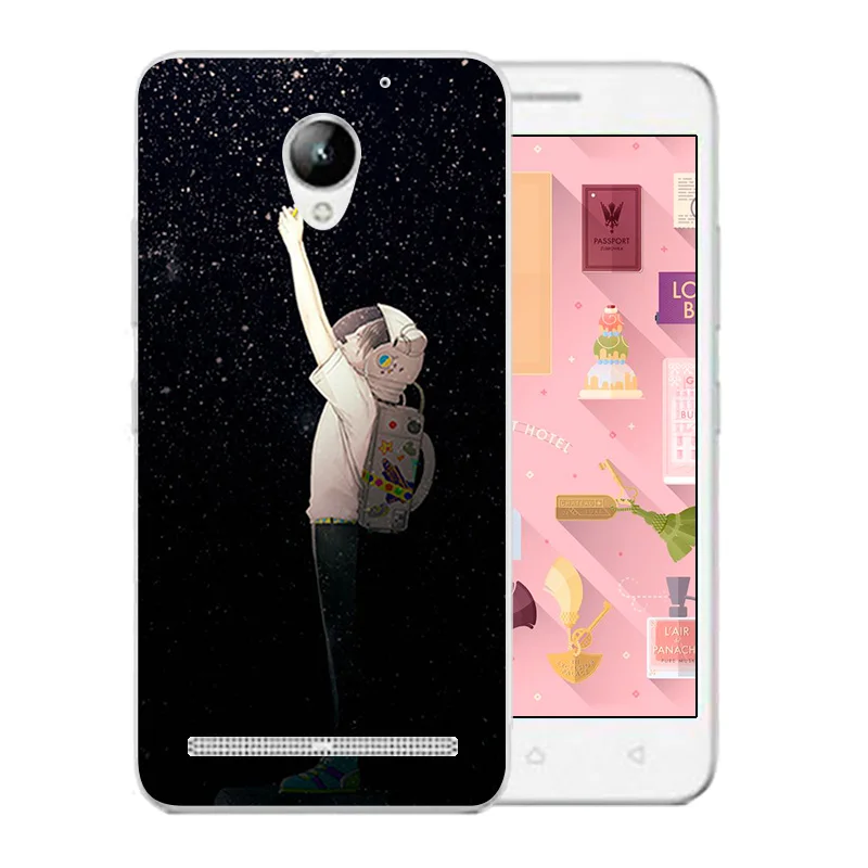 5.0 inch For Lenovo Vibe C2 Phone Cases Soft Silicone Funda K10a40 Space Moon Pattern Back Cover Transparent Coque |