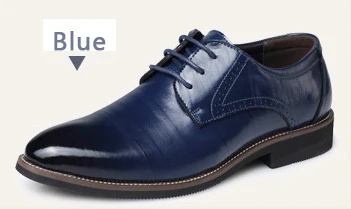 Blue M-anxiu/туфли дерби из искусственной кожи мужские деловые туфли на плоской подошве с острым носком, большие размеры высокое качество, низкая цена 1 - Цвет: Blue