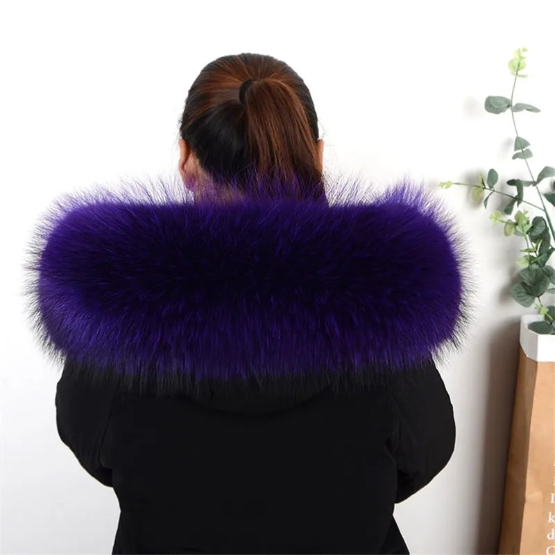 Winter Natural Raccoon Fur Collar Scarves Women Coat Warmer Hood Real Men Muffler Shawl Wraps |