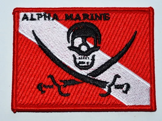 Альфа Морской Дайвинг пиратский флаг патч Железный-на JOLLY ROGER вышитый ныряльщик
