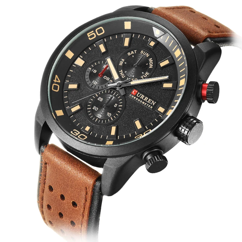 CURREN 8250 спортивные Для мужчин кварцевые часы модные простые Relogio Masculino для