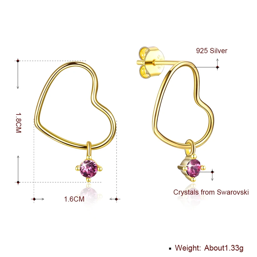 MALANDA Золотой Цвет Серебряный в форме сердца Висячие Серьги Кристалл от Swarovski