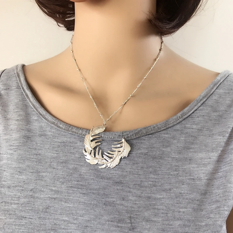 New Feather Pendant Charm Necklace Simple Jewelry Gifts | Украшения и аксессуары