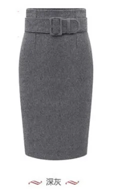 Gray Women Skirts Новая мода осень зима стиль хлопок плюс размер высокая талия Saias Femininas Повседневная миди юбка-карандаш женские юбки - Цвет: Gray Women Skirts