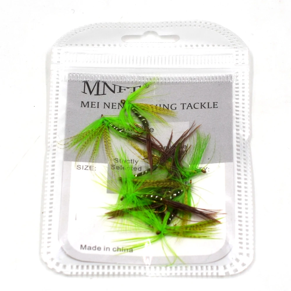 MNFT 10 ⑤ упак. Зебра коричневый Mayfly Nymph форель мухи Оливер крылья Fly Fishing # крючки |