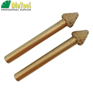 SHDIATOOL 2 шт. 3D ЧПУ, вакуумный Паяные алмазного Гравировка насадки для камень 60 градусов, 6 мм хвостовиком, резьба по камню инструменты, алмазный заусенцы