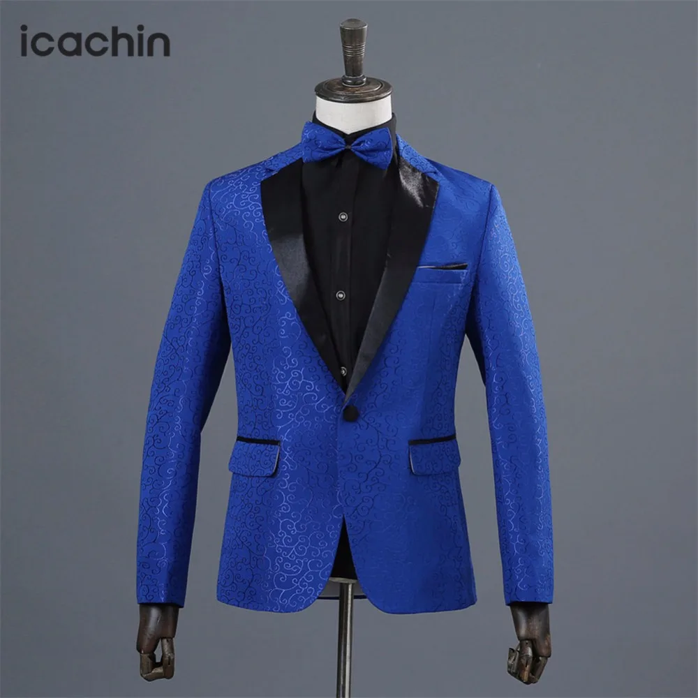 

Mens Floral Blazer Blue Jackets Men Blazer Hombre Stage Costumes for Singers Mens Blazer Jacket