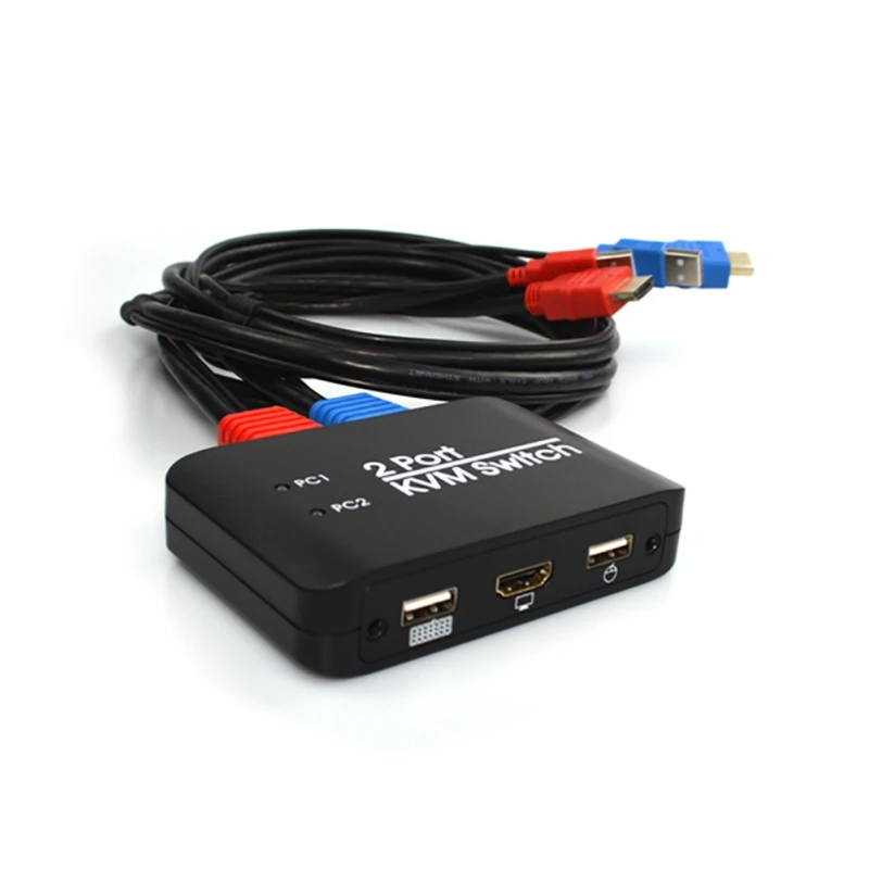 NEW 2 Port KVM Switch USB HDMI 2.0 4K Switcher Support LED For Windows Apple Android | Электроника