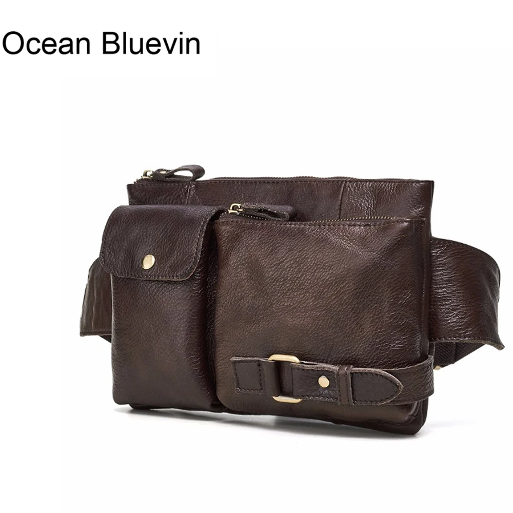 OCEAN bluewin Новая мужская сумка из натуральной кожи винтажная Мужская поясная