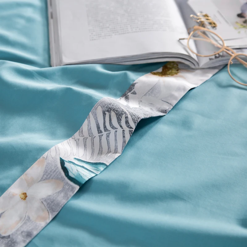 2018 белые цветы зеленые постельные принадлежности набор 4 шт Королева Король