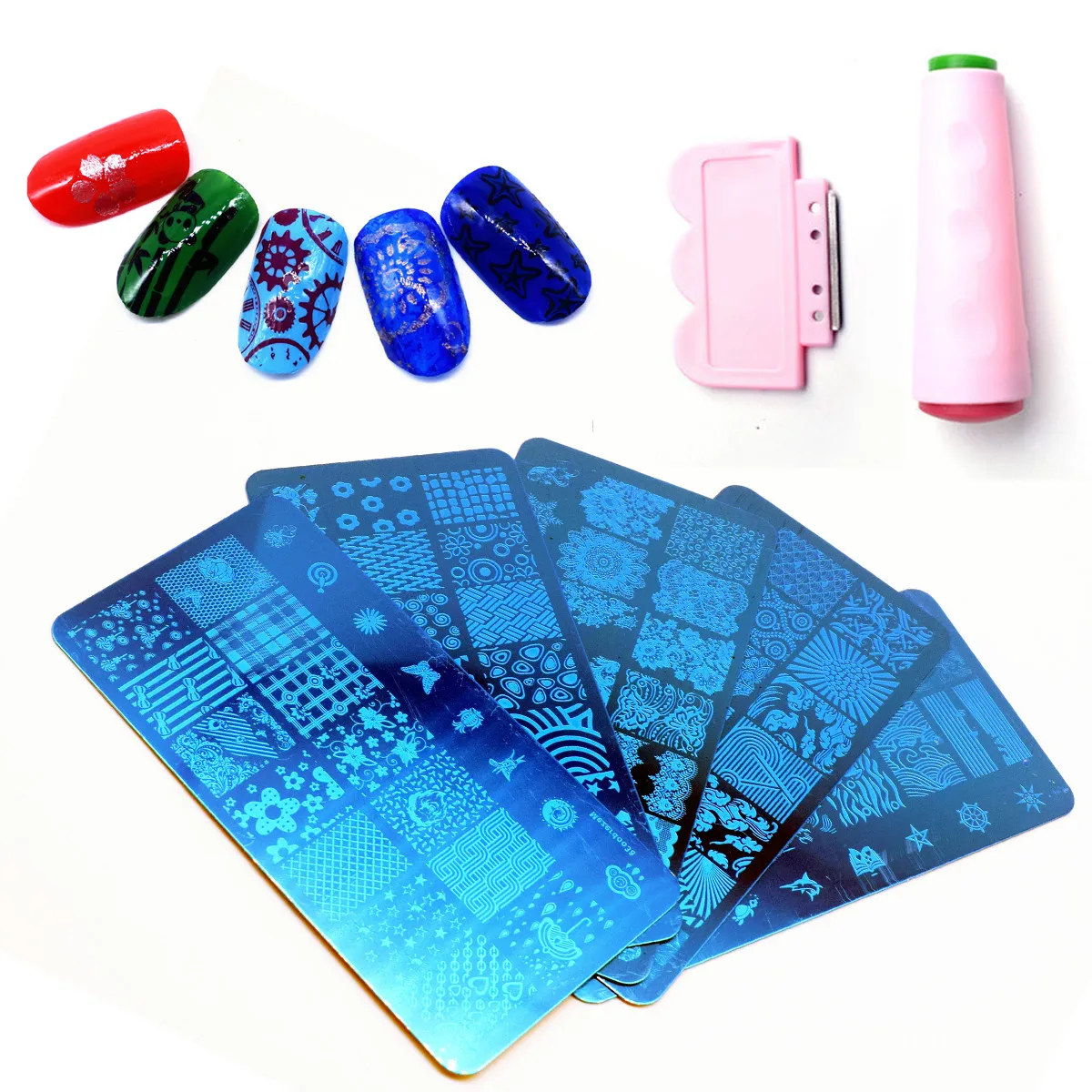 

Nail Stamping Plates Stainless Steel Konad Stamping Nail Art Stamping Kit Image Plate + 2-Side Nail Art Stamping Scraper Sets