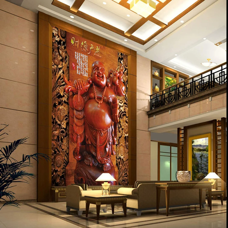 

custom wall mural 3D Maitreya Buddha carving mural bedroom living room temple corridor restaurant KTV bar lobby wallpaper mural