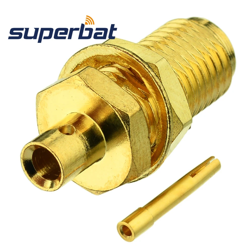 Superbat 5pcs SMA Solder Female Bulkhead RF Coaxial Connector for Semi-rigid Cable .086'' , RG405