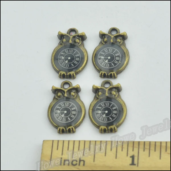 Качественные 9 шт шарма Эмаль черные часы в виде совы Часы Кулон Античный