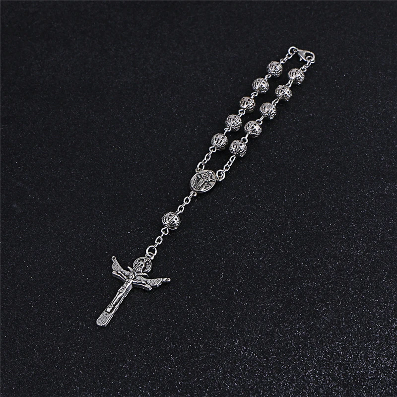 Коми 8 мм полые католические короткие четки бусы браслеты крест кулон для женщин