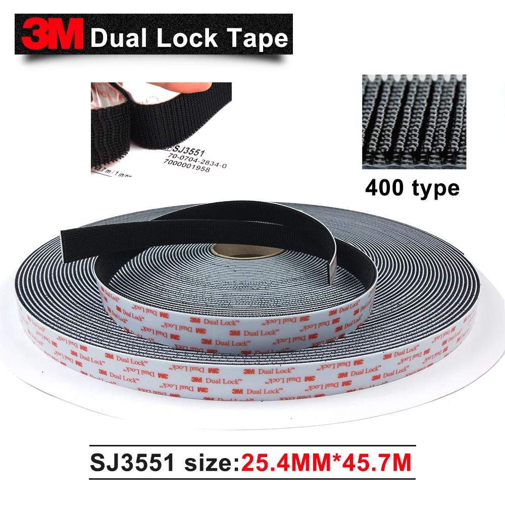 

100% оригинальный 3M SJ3551 400 черный двойной замок эластичная самоклеящаяся лента 1 дюйм * 50 ярдов * один рулон