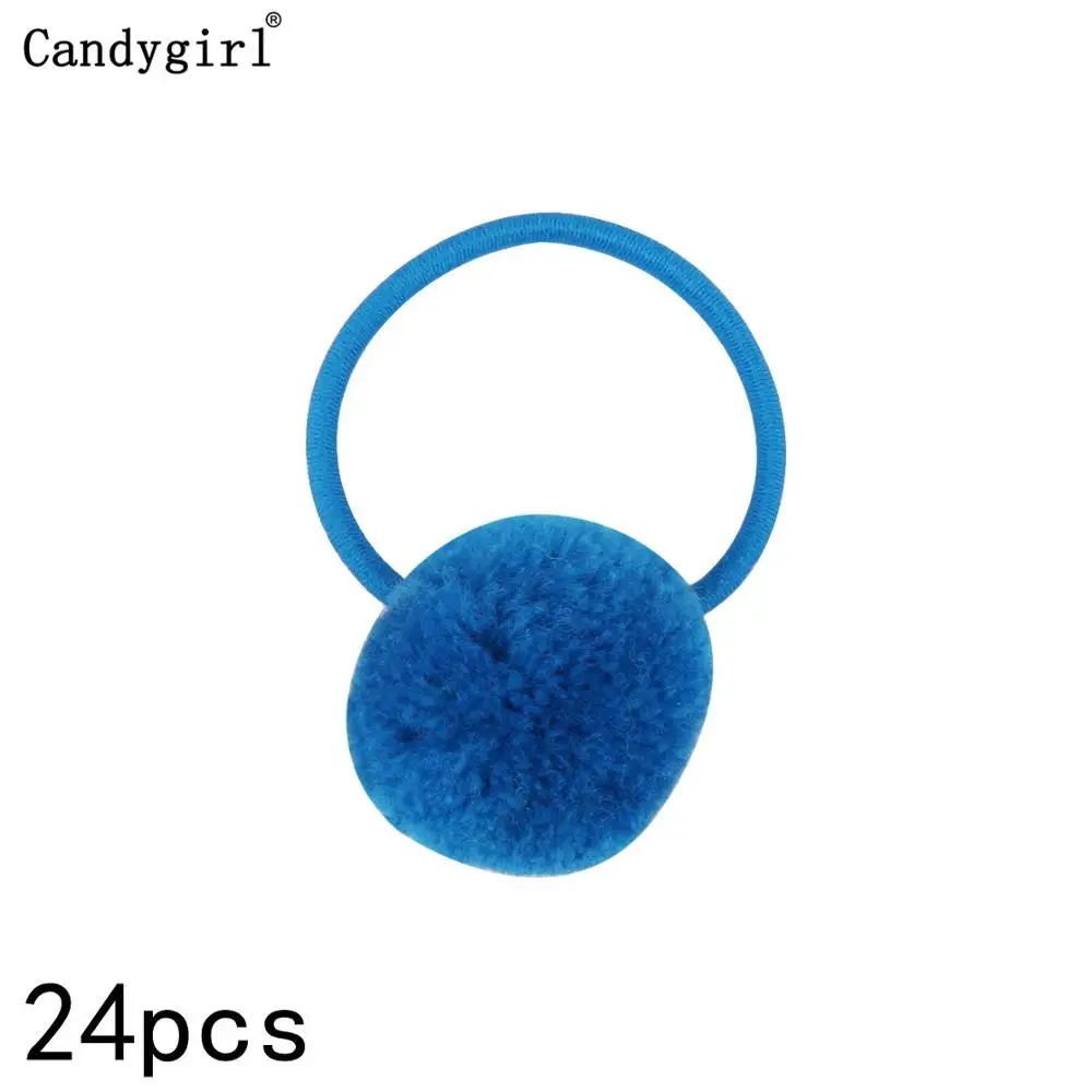 Blue Hair Rope 24 шт., меховой шарик, эластичный, для девушек, женщин, конский хвост, держатели, плюшевый шар, кольцо для волос, эластичная резинка для волос, резинка для волос, аксессуары для волос, резинка для волос - Цвет: Blue Hair Rope