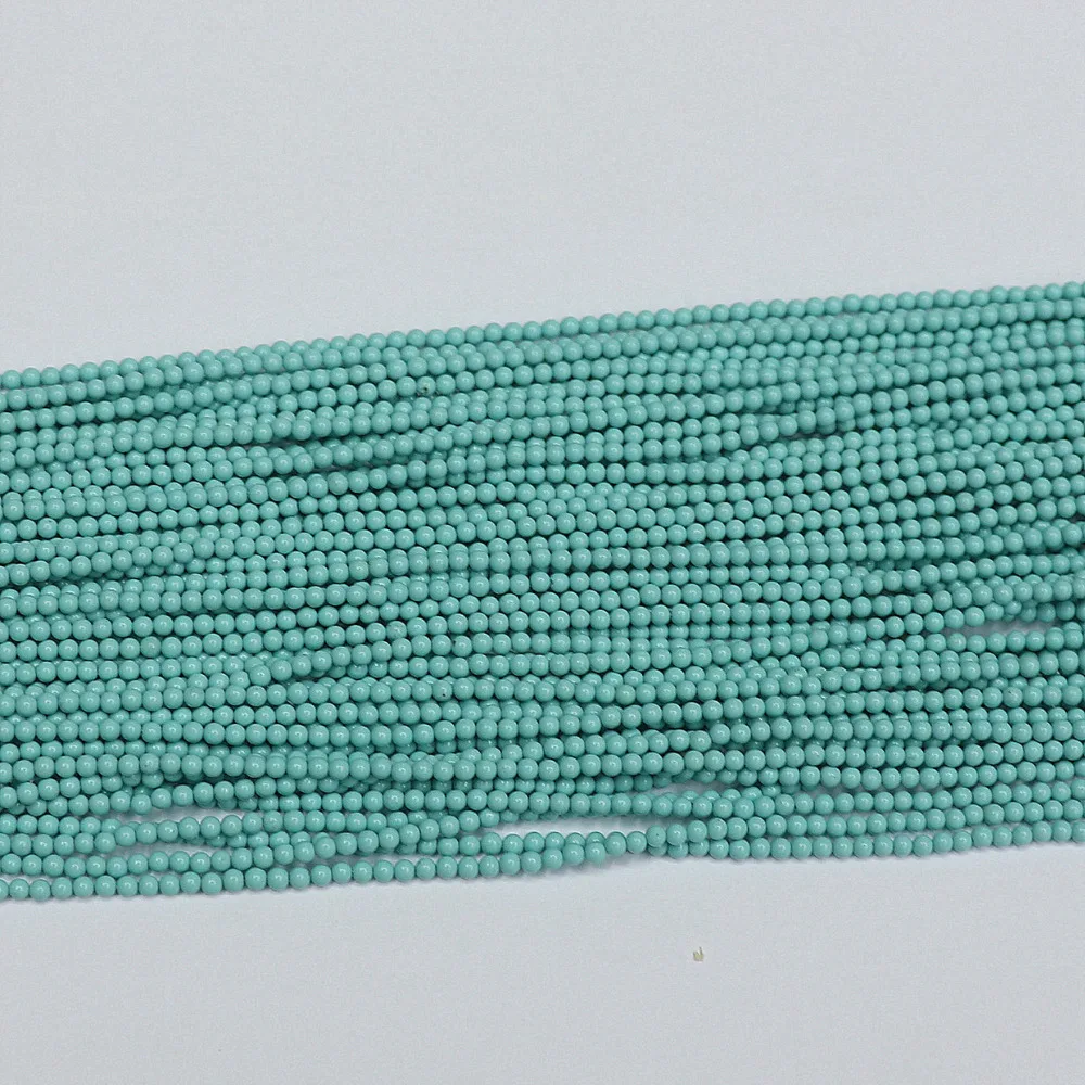 

High quality blue turquoise unique stone 2mm 3mm artificial gems loose beads European jewelry making 15 inch B449