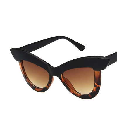 

Vintage Black Leopard Cat Eye Sunglasses Women Luxury Brand 90s Fashion Cateye Sun Glasses Female Lady Shades eyebrow sunglass