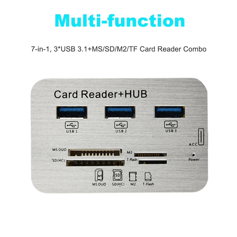 3 порта Алюминиевый USB 1 концентратор с MS SD M2 TF мульти в кардридер Портативный