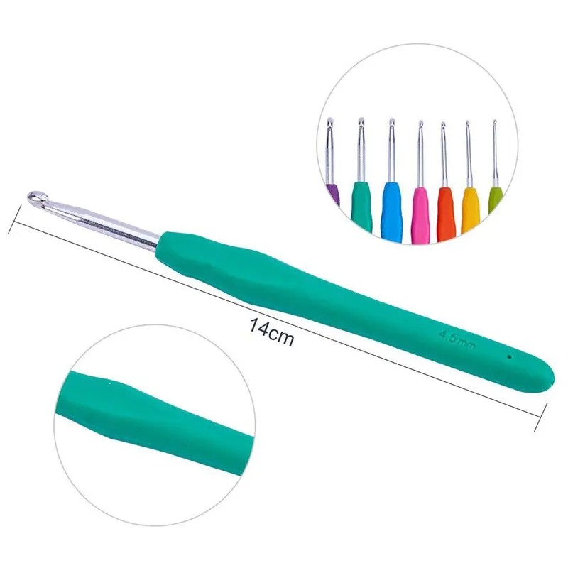 12 шт. Алюминиевые крючки для вязания крючком с мягкими резиновыми ручками и 4 ABS