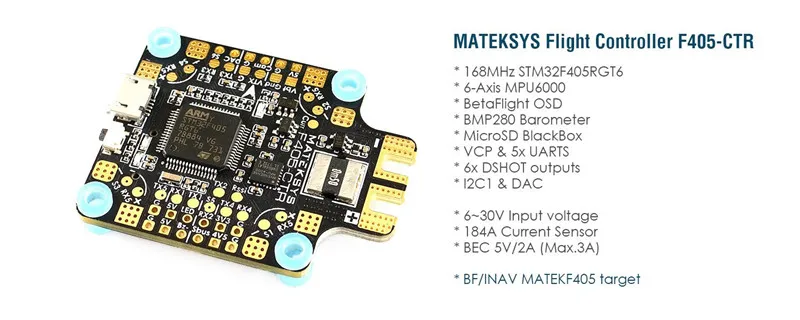 matek Systems BetaFlight F405-CTR Контроллер полета встроенный PDB OSD 5 V/2A BEC ток Сенсор для радиоуправляемых моделей