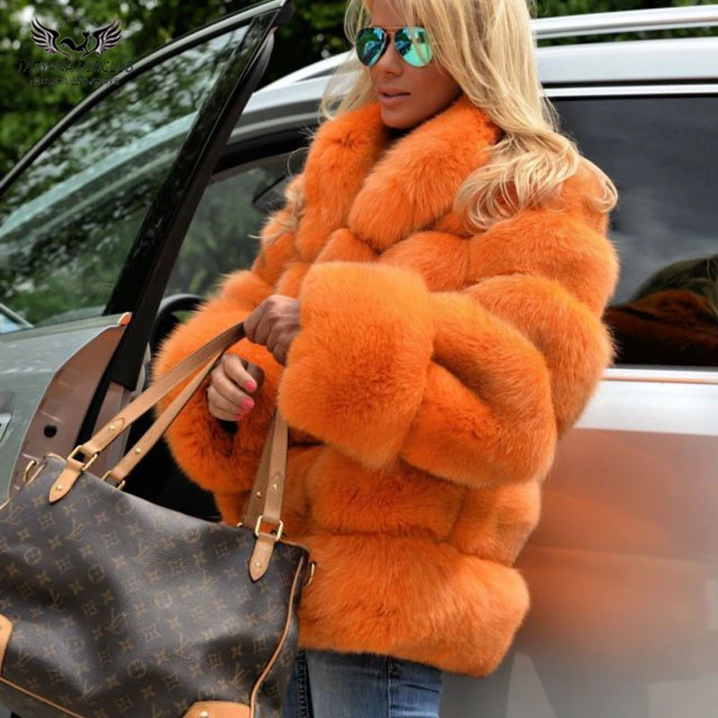 Tatyana Furclub Real Fur Coat Orange Fur Coat Luxury Winter Natural Fox Fur Jacket  Fashion Coat Winter Fur Girl Coat Women enlarge