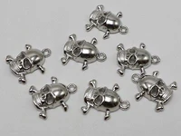 100 silver colour silver tone metallic acrylic skeleton skull charm pendants 20mm