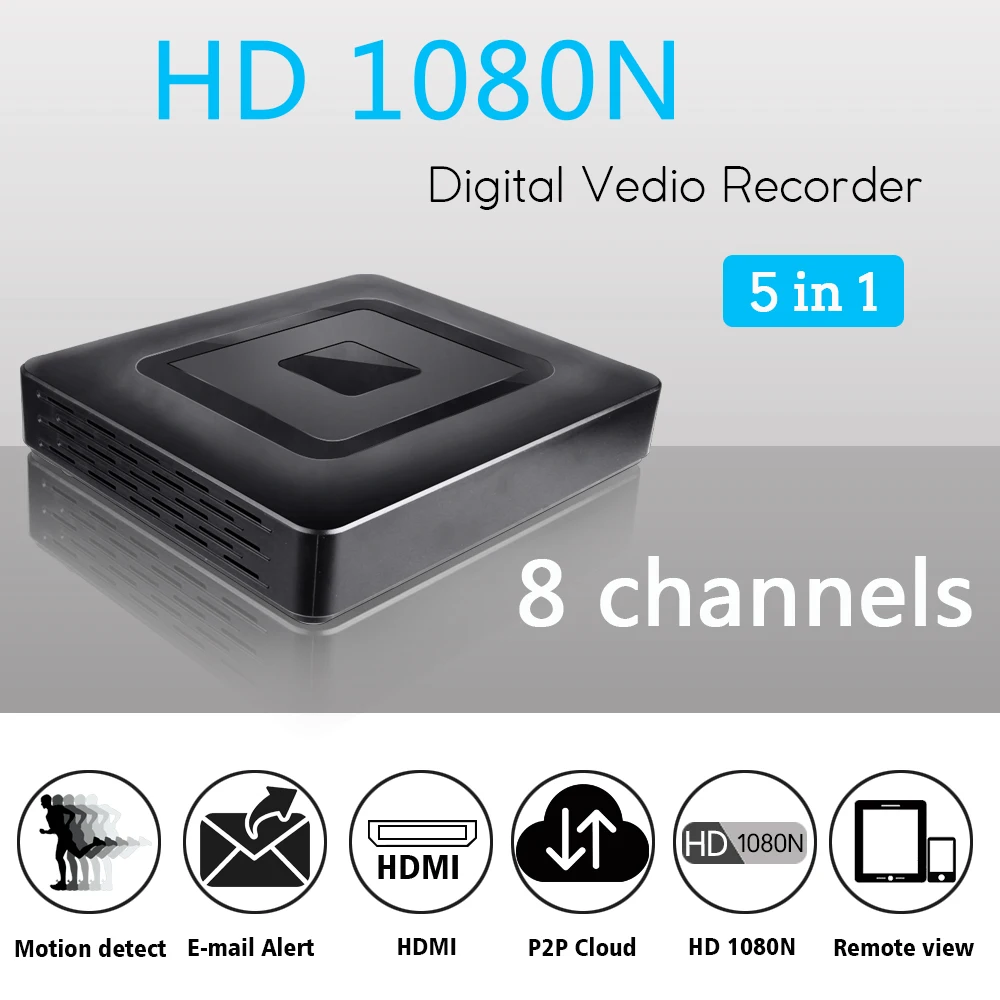 Мини видеорегистратор OUERTECH 6 в 1 8 каналов AHD CVI TVI IP CVBS 1080N поддержка SATA