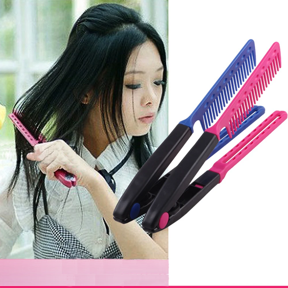 Выпрямитель для волос Расческа Tangle V тип Розовый DIY салон Мода кисточки