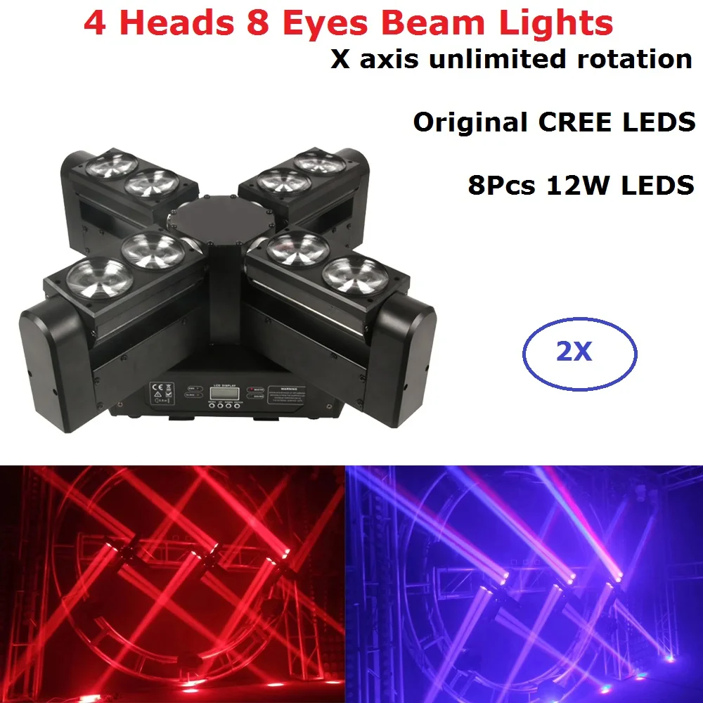 Светодиодное сценическое освещение 2XLot с движущейся головкой 8X12W RGBW 4 в 1